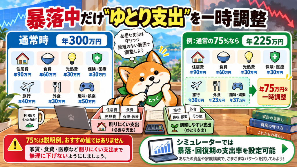 FIRE後の暴落時に最低生活費を維持しながらゆとり支出を一時的に減らす考え方