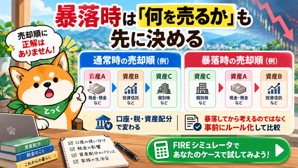 FIRE後の通常時と株価暴落時で資産の売却優先順位を決めておく考え方